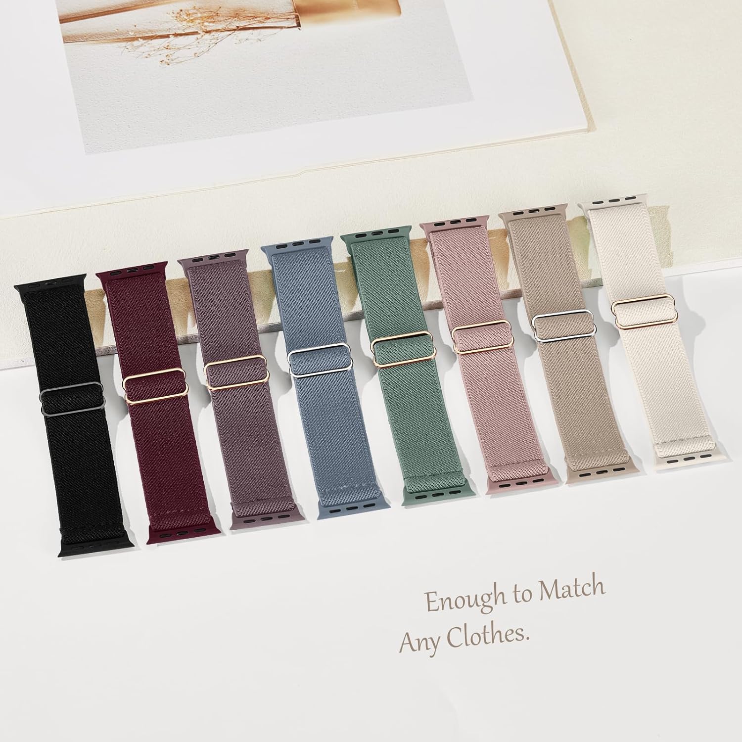 8 Pack Stretchy Solo Loop Band Compatible with Apple Watch Bands for Women Men 40mm 38mm 41mm 42mm 44mm 45mm 46mm 49mm, Nylon Braided Strap for iWatch Series 11 10 9 8 7 6 SE 5 4 3 Ultra 3 Ultra 2 - Image 5