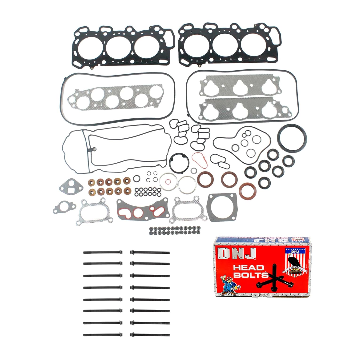 DNJ HGB2871 Cylinder Head Gasket Set with Head Bolt Kit for 2005-2007 Honda Accord 3.0L V6 2997cc 24V SOHC