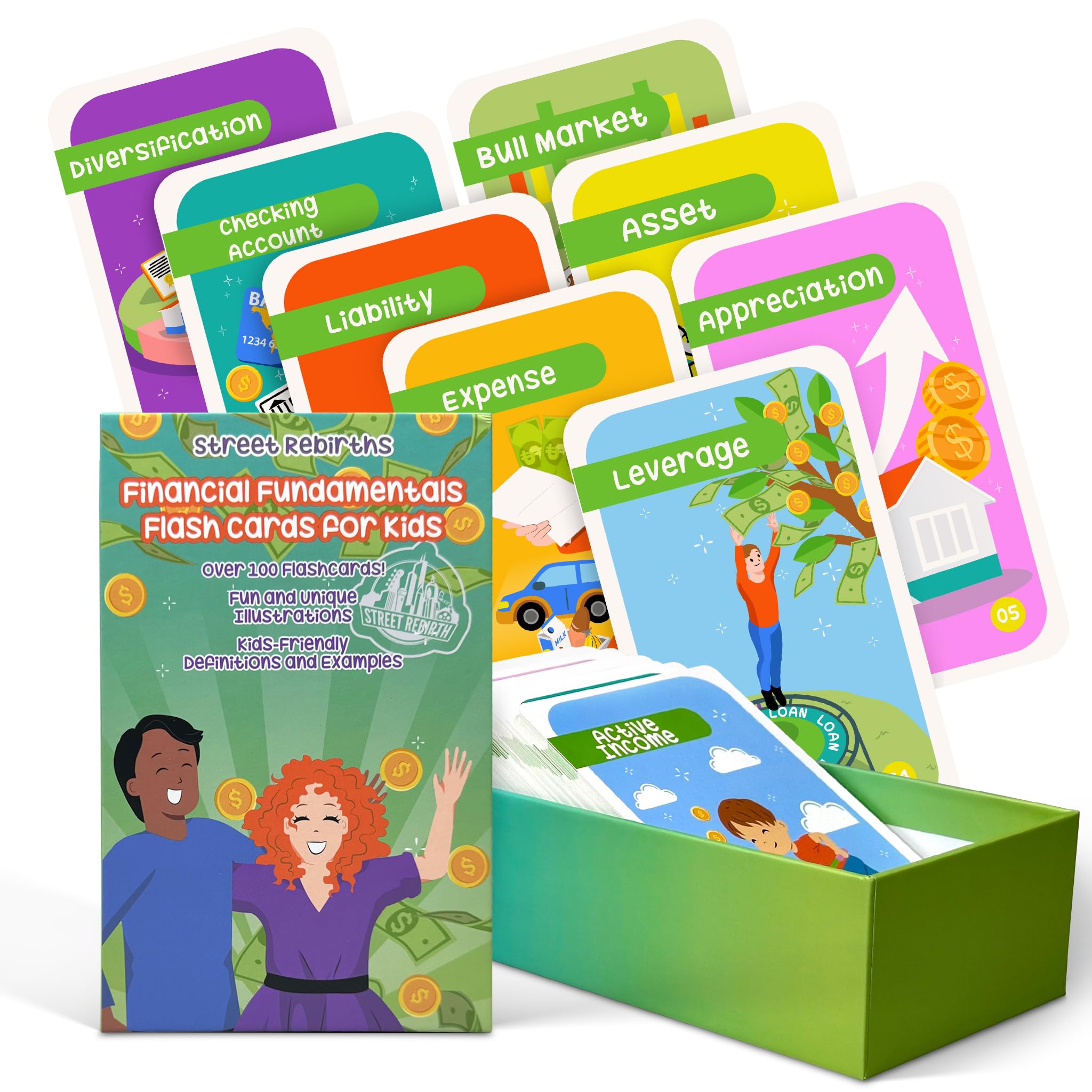 110 Financial Literacy Flash Cards for Kids & Teens - Learn Money Management, Budgeting, Savings & Investment Skills - Engaging Educational Tool With Fun Activities - Cash Flow & Economic Empowerment
