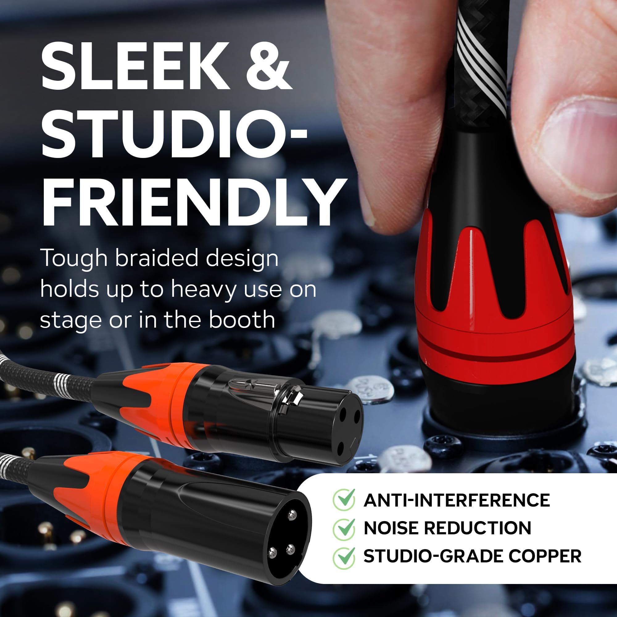 Cavi XLR - Cavi microfonici professionali con punte multicolori - Audio Hi-Fi - Set di cavi per microfono XLR da maschio a femmina a 3 pin - Cablaggio in rame privo di ossigeno (confezione da 2