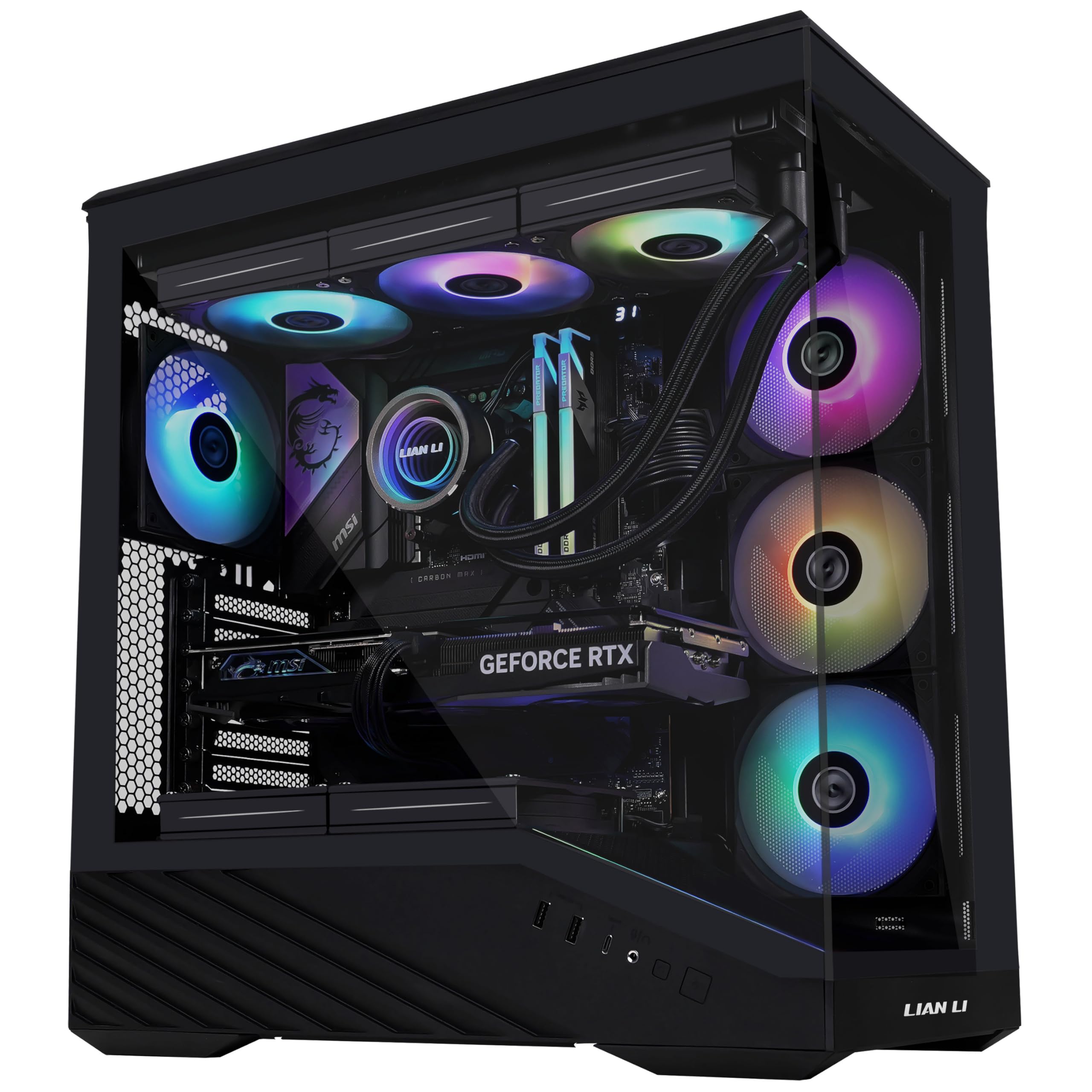 Lian Li V100 Mid Tower Case – Black, ATX Support, Mesh Front Panel, Tempered Glass, USB-C, Tool-Free Side Panel - 3