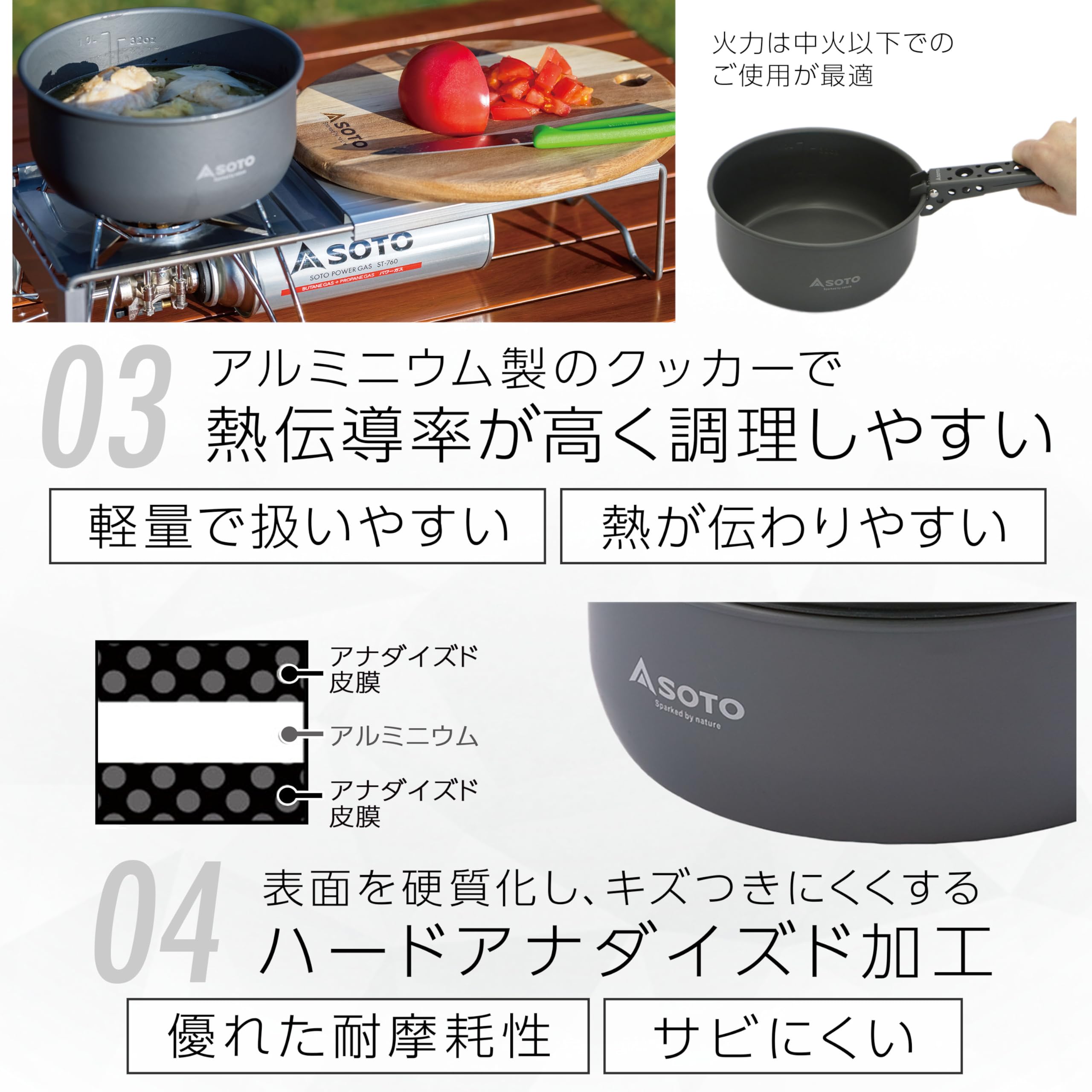 SOTO Navigator - Juego de Utensilios de Cocina para Camping, Antideslizantes, Resistentes a los Golpes, Resistentes a la corrosión y multifuncionales