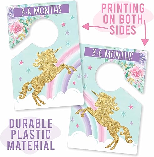 Miniatura 5 de Hadley Designs 6 divisores de tamaño de armario para bebé, armario de unicornio por mes, organizador de armario de bebé para organización de