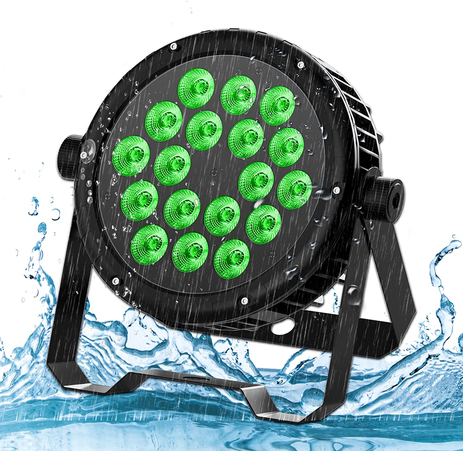 U`King RGBW 180W Exterieur Par LED IP65 Etanche, 18 LED Lampe de Scene avec Câble Imperméable, Projecteur de Scene pour Mariage Fête Éclairage de scène Disco Jardin Saison des Pluies