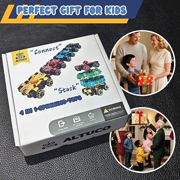 4 Pcs Transformable Fidget Toys Set,Fidget Spinners for Boys,Kids | Educational Robot Car Toys,Party Favors Birthday Gifts with Box,Stress Relief Sensory Toys,Road Trip Travel Toy