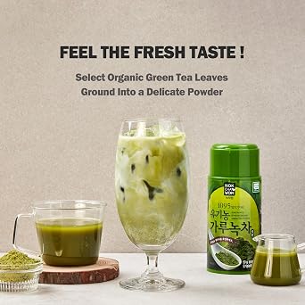 [Nokchawon] Organic Korean Green Tea Powder - 100% Unsweetened Matcha for Lattes, Smoothies and Baking - USDA Organic Premium Culinary Grade Green Tea - 1.77 oz