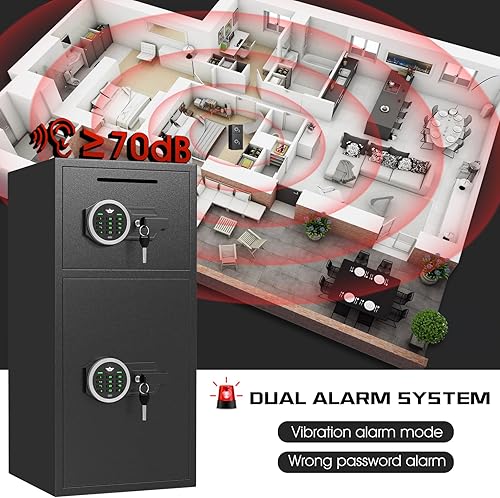 Miniatura 4 de Caja fuerte resistente de 6.0 Cub con sistema de alarma doble, ranura de depósito y teclado retroiluminado, ideal para el hogar, oficina, hotel