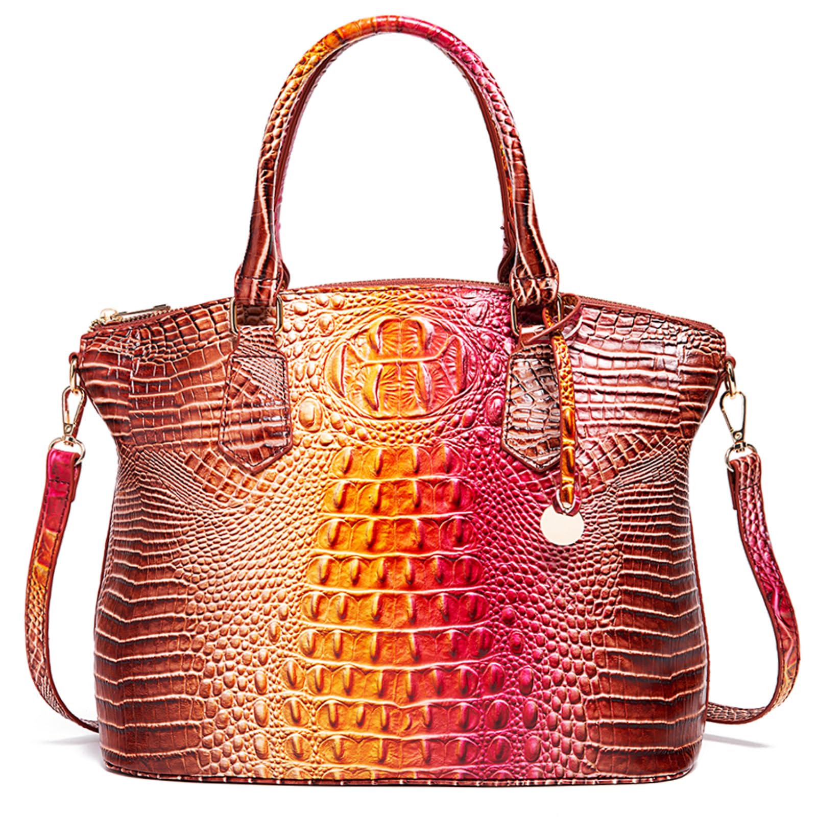 Makcr Joacbv Crocodile Handbag for Women, Satchel Purse with Shoulder Strap | Embossed vegan leather tote with a bold crocodile-pattern texture, rich color depth, dual top handles, and a roomy interior.