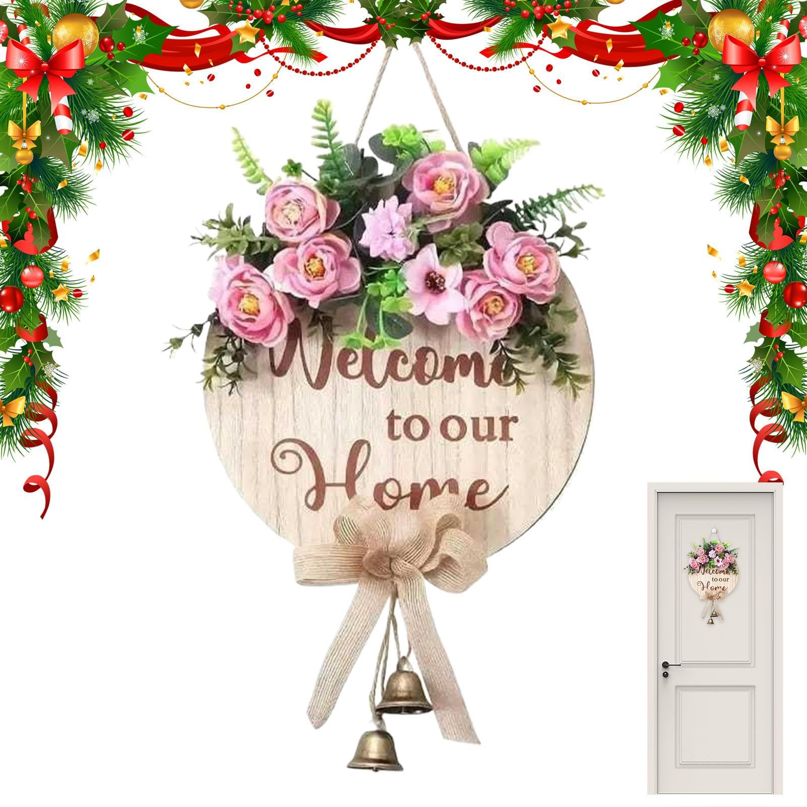 Cartel de Bienvenida de Primavera de 30 cm Adorno de Madera para Evitar Puertas Sosas