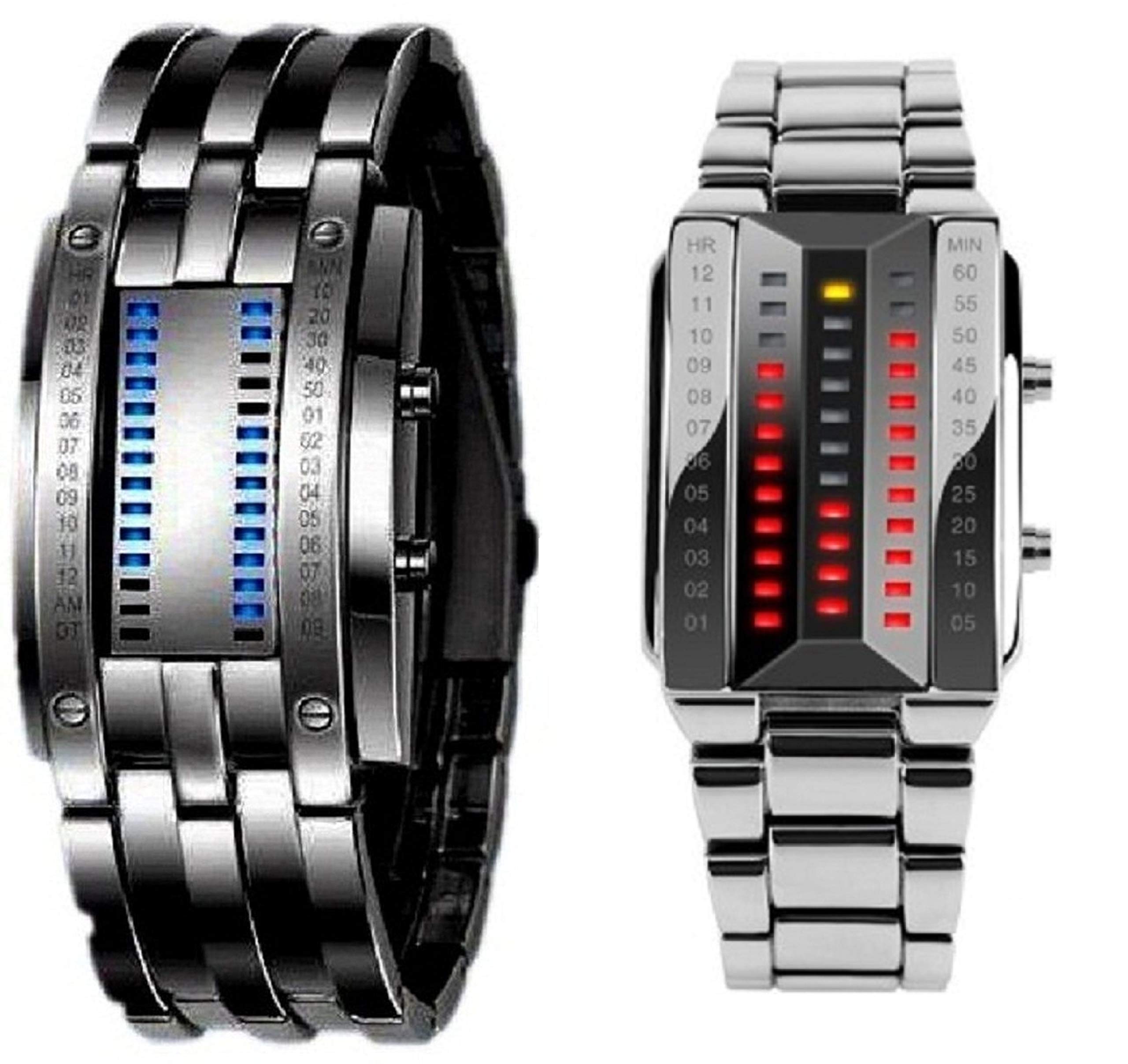 Pappi-Haunt Metallic Black Chain Led Bracelet Digital Watch for Men and Women (Black) - Pack of 2 (B071YKLV1H) Amazon Price History, Amazon Price Tracker