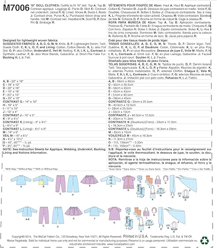 Miniatura 6 de McCall's Pattern Company M7006 - Ropa para muñecas de 18 pulgadas