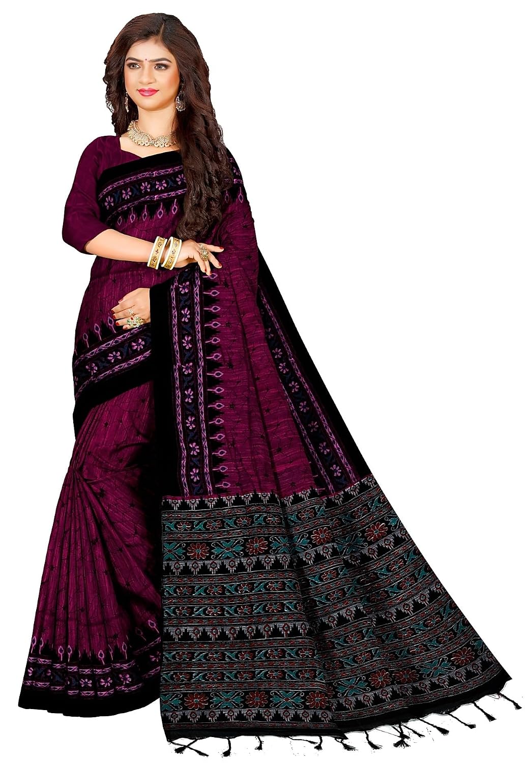 Quetzal Women’s Magenta Pure Cotton Sambalpuri Batik Print Saree with Unstitched Blouse – Lightweight Comfortable Saree fo... - Review, Price and Buying Guide