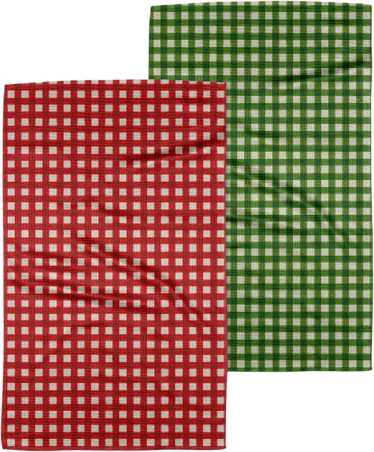 GEOMETRY Spring Kitchen Towels  Spring & Summer Quick Dry Microfiber Cloth Dish Towels for Kitchen Drying  Premium Quick Dry Towel, 2-Pack Set (Honeycrisp Red and Granny Smith Gingham)
