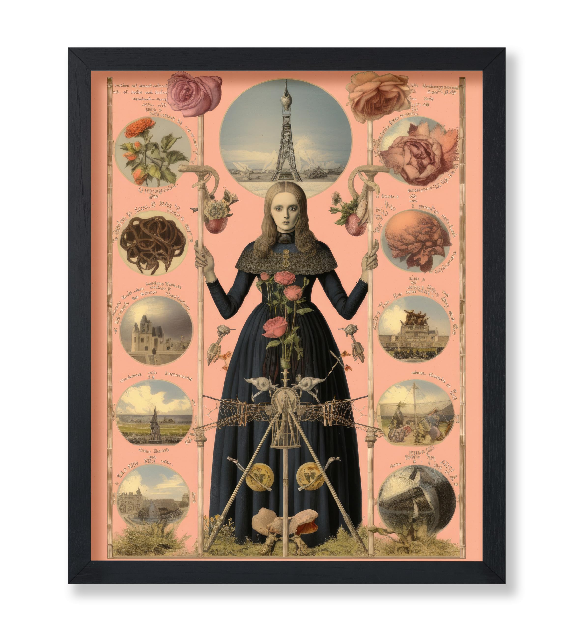 Poster Master Victorian Woman Poster - Retro Architecture Print - Flower Art - Floral Art - Gift for Men & Women - Aesthetic Decor for Living Room,