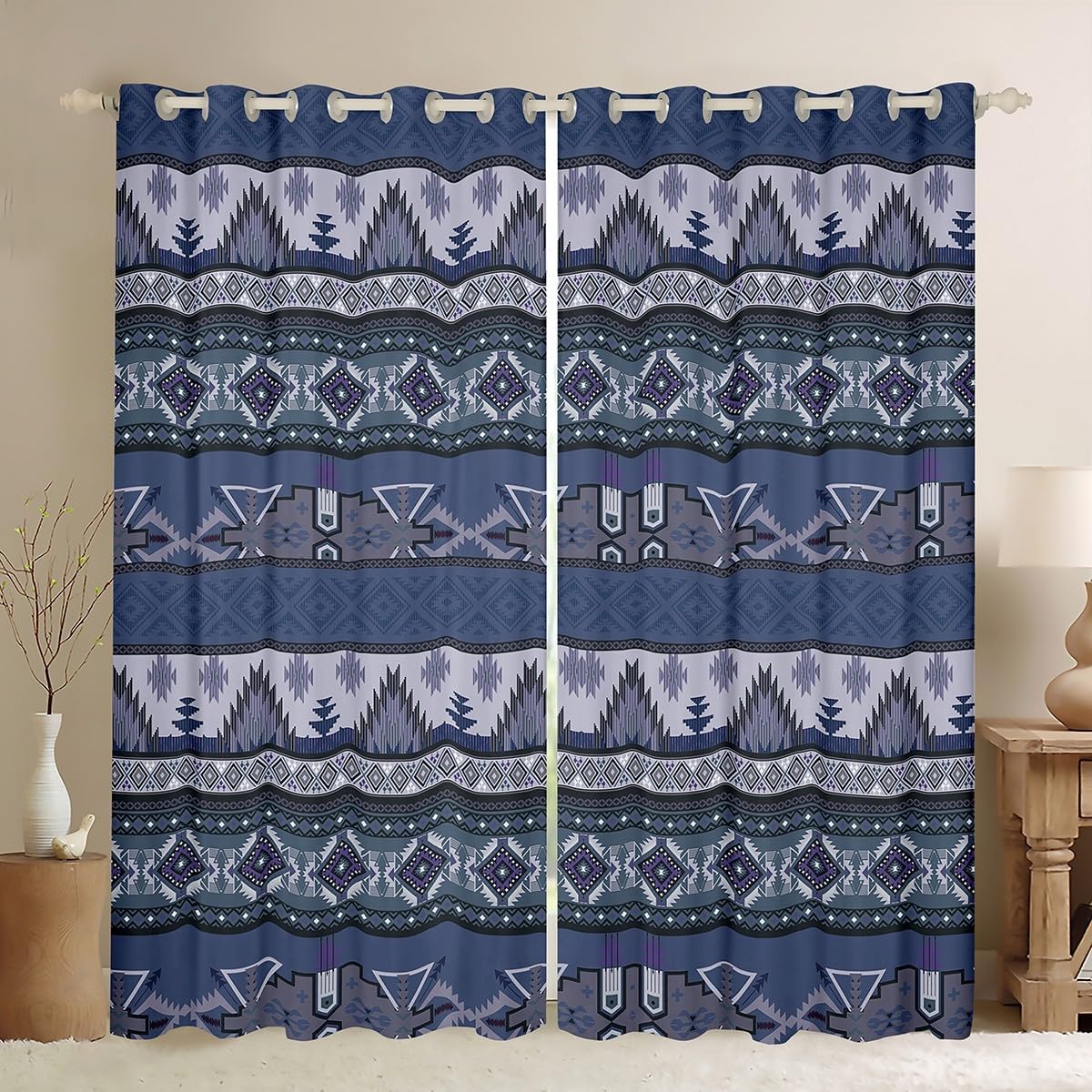 Erosebridal Southwestern Window Treatments 2 Panels,42X90 Inch Exotic Aztec Curtain American Native Window Curtain for Western Bohemian Room Decor,Vintage Rustic Country Curtains Green and Brown