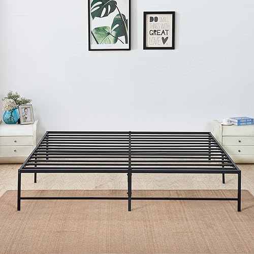 Miniatura 5 de VECELO - Base de cama metálica, no necesita somier, base de colchón, soporte de listones de acero, color negro, tamaño king
