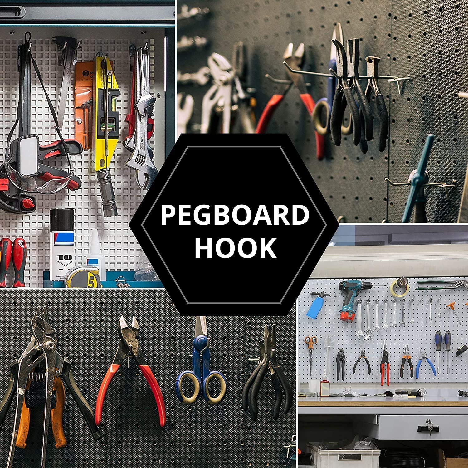 50 Pezzi Ganci per Pannello Forato, 25mm Ganci per Pegboard in Metallo per Scaffali di Supermercati,Negozi di Ferramenta,Spazi attrezzi,lunghezza 10cm/5 cm