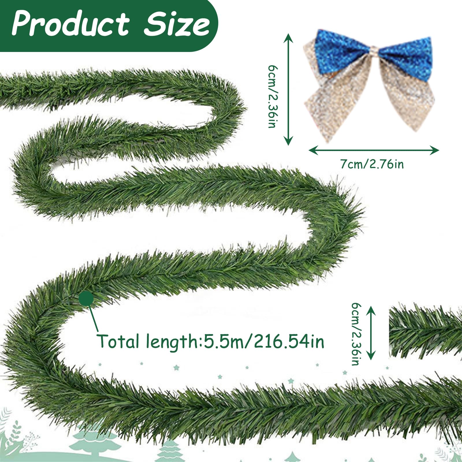Raz 6' Real Feel Ghirlanda natalizia sempreverde e pino | Raz Imports | Raz Natale | Decorazioni natalizie per la casa | Ghirlanda di Natale
