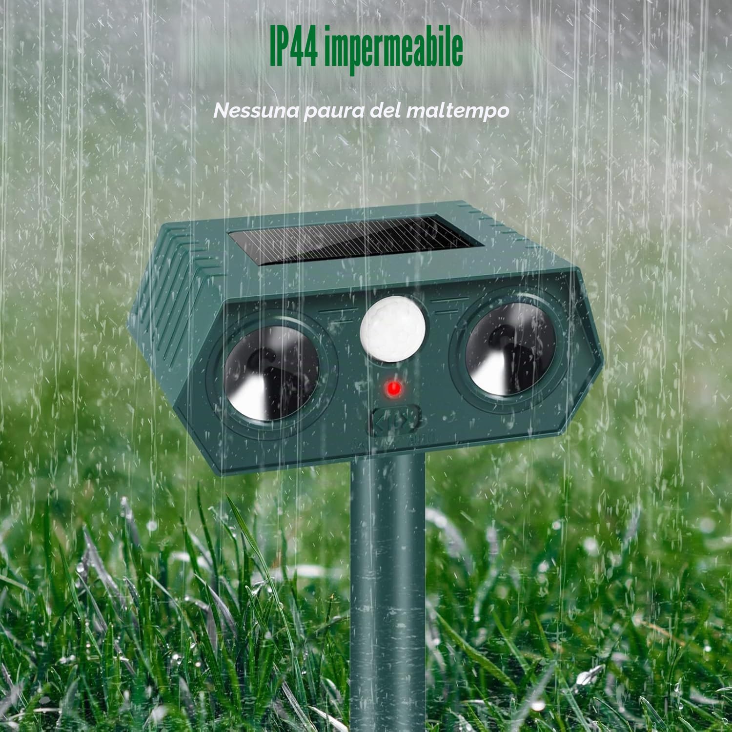2 Pezzi Repellente per Gatti,Ultrasonico Solare Alimentato Animale Deterrente, Impermeabile,Deterrente per uccelli,Dissuasori per Piccioni,Efficace Contro Gatti, Cani, Uccelli, Martore, Volpi, Ratt