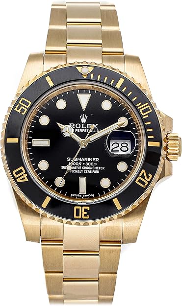 Rolex Submariner Black Dial 18K Yellow Gold Oyster Bracelet Automatic Men's Watch 116618BKSO