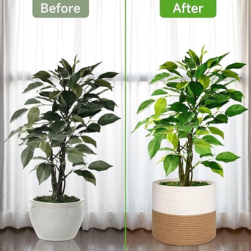 Miniatura 2 de Cesta para plantas con soporte  Cesta para plantas de interior con forro  Se adapta a macetas de hasta 10 pulgadas  Maceta tejida de cuerda de