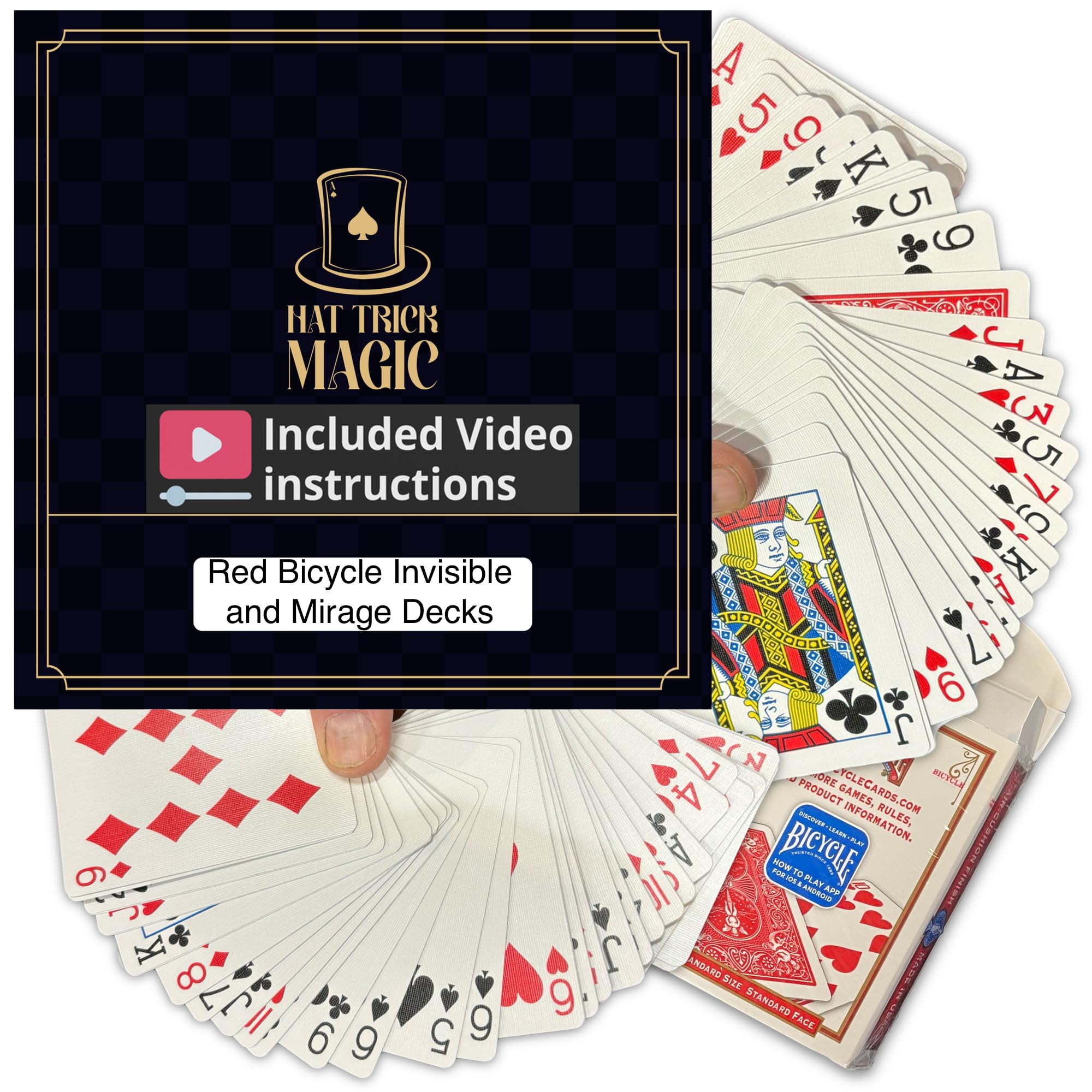 Hat Trick Magic Card Illusions for Beginner to Professional Wizards - Appearing, Teleporting, Transforming Miracles (Red Mirage and Invisible Decks)