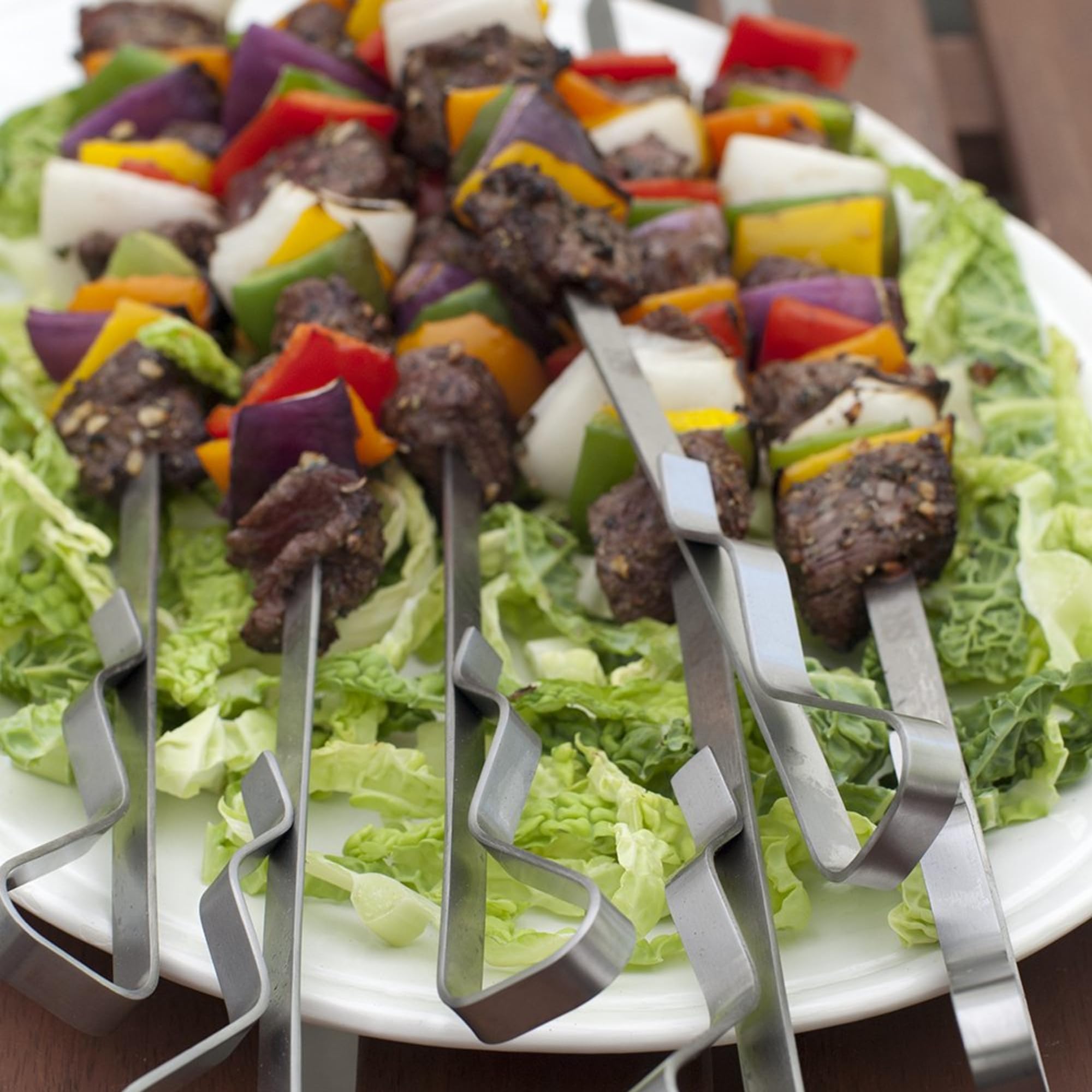 Support à Brochettes En Métal Martelé Gris Anthracite, Pour Barbecue Ou Plancha