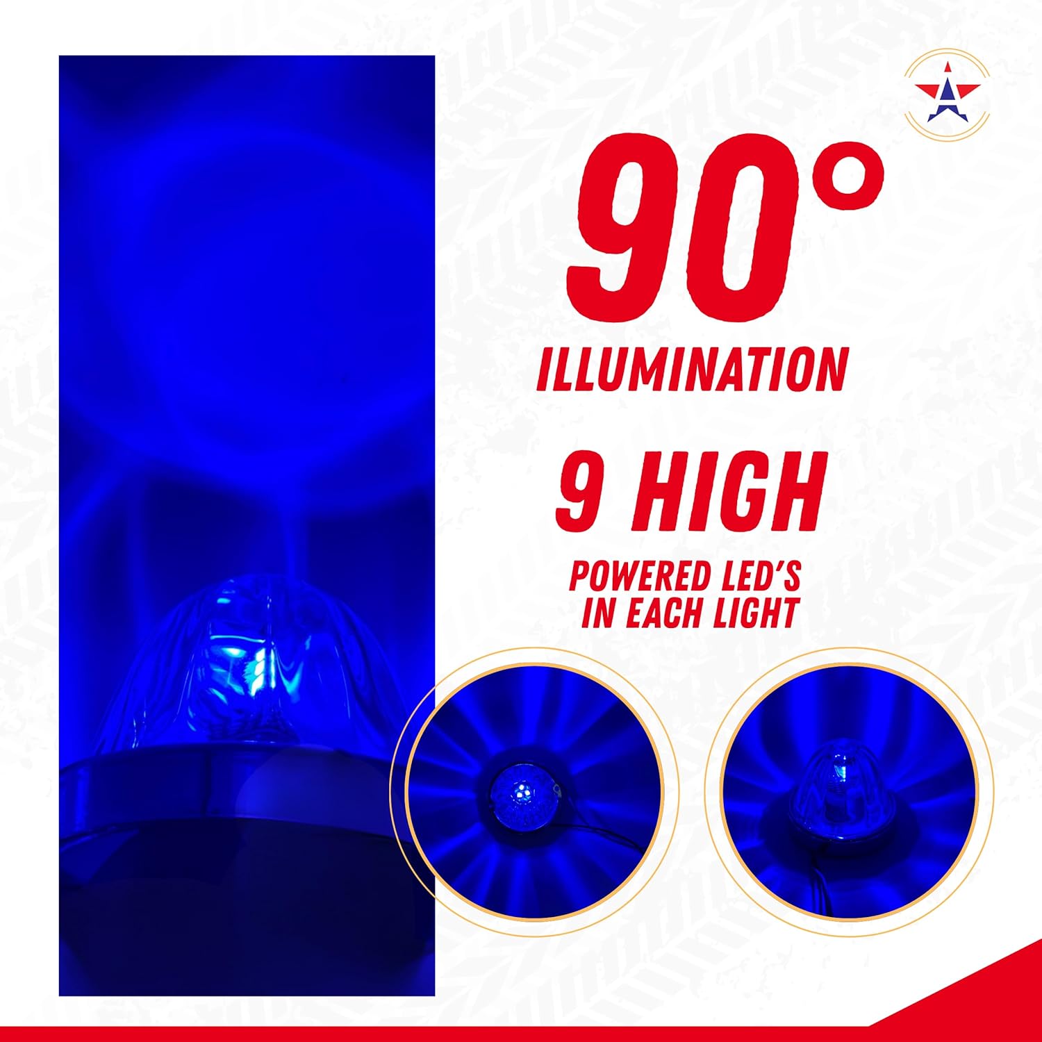 2Pcs Glass Watermelon Lights Clear Lens Blue LED Side Marker Turn Signal Fender Bumper Air Cleaner Under Glow Lights + Bezel Replacement for Kenworth Peterbilt Freightliner Trucks