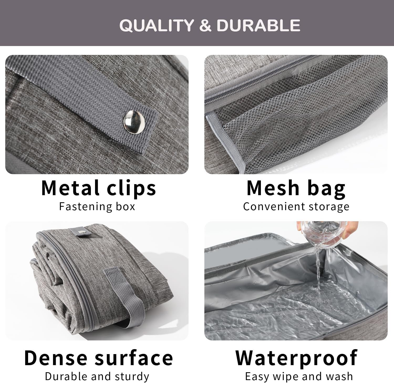 Portable Litter Box with Lid, Waterproof, Collapsible Cat Litter Box with Zipped Lid and Handle, Great for Travel Hotel Stays and Road Trip, Square