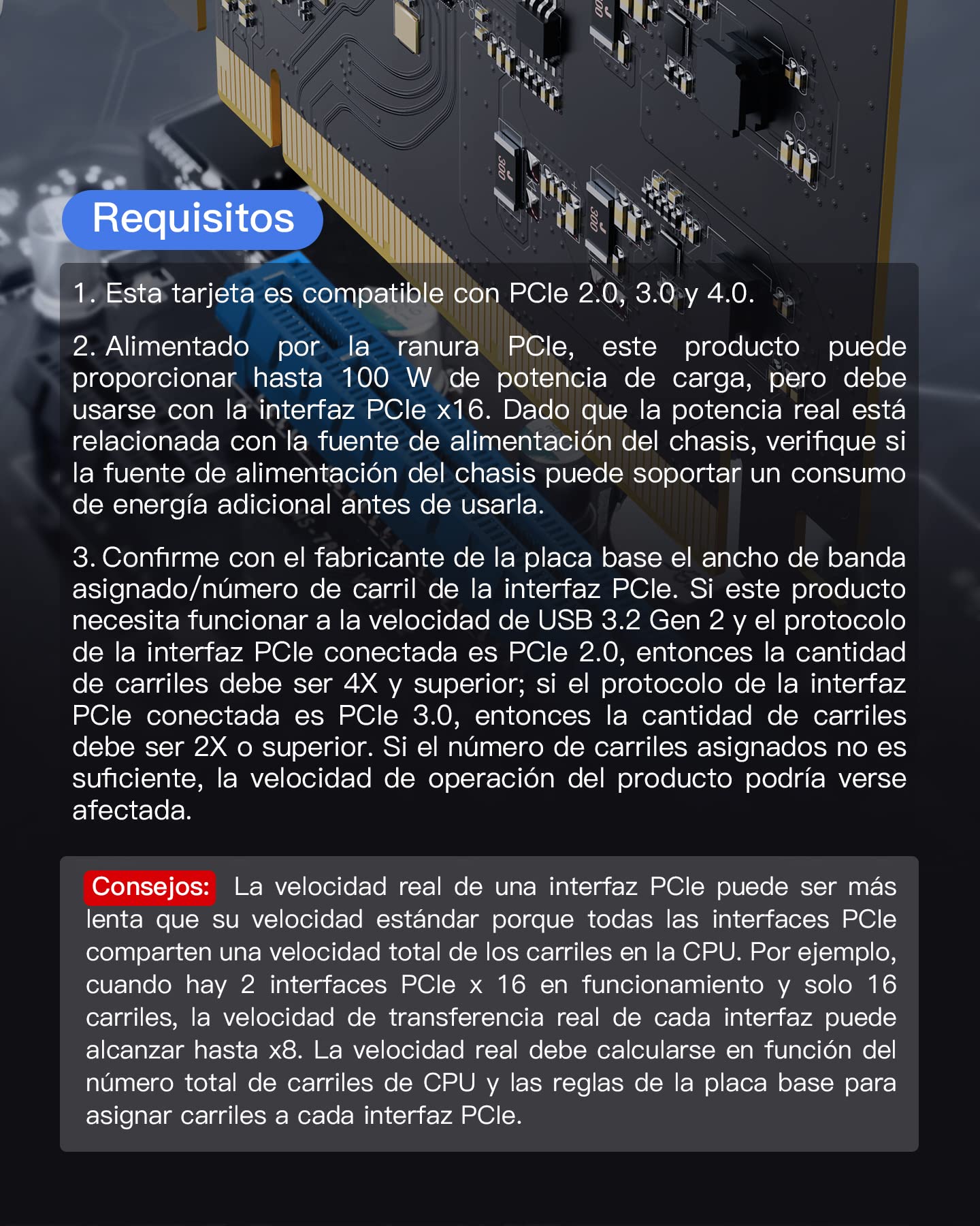 Inateck Tarjeta PCIe a USB 3.2 Gen 2, Carga USB C PD, 2 Puertos USB C y 6 Puertos USB A con Ancho de Banda Total de 16 Gbps, KU8212