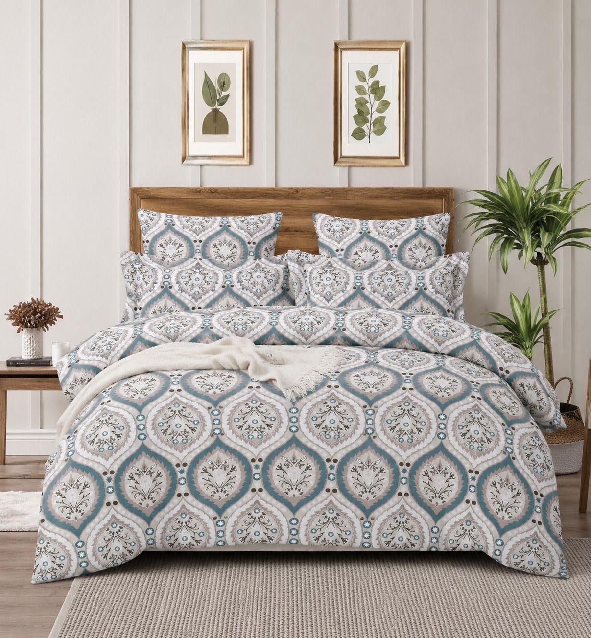 BLUEDOT Home Decorative Duvet Cover King Size 90x100 Inches | Soft Comforter Cover with Zipper Closure | Stylish Pattern-Grey::White-image-27