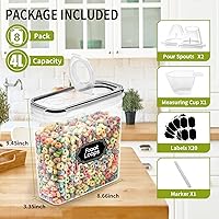 Vista 2 de Skroam 8PCS Cereal Containers Storage [4L/135.2 oz], Airtight Food Storage Containers with Pour Spout for Kitchen & Pantry Organization Storage