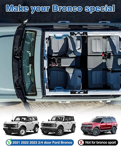 Miniatura 7 de Asas de agarre para Ford Bronco 2021-2025 de 2 y 4 puertas, solo se ajustan a la barra antivuelco del asiento delantero, asas de agarre de aluminio