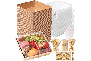 50 Pack Disposable Charcuterie Boxes and 300 Pieces Bamboo Skewers