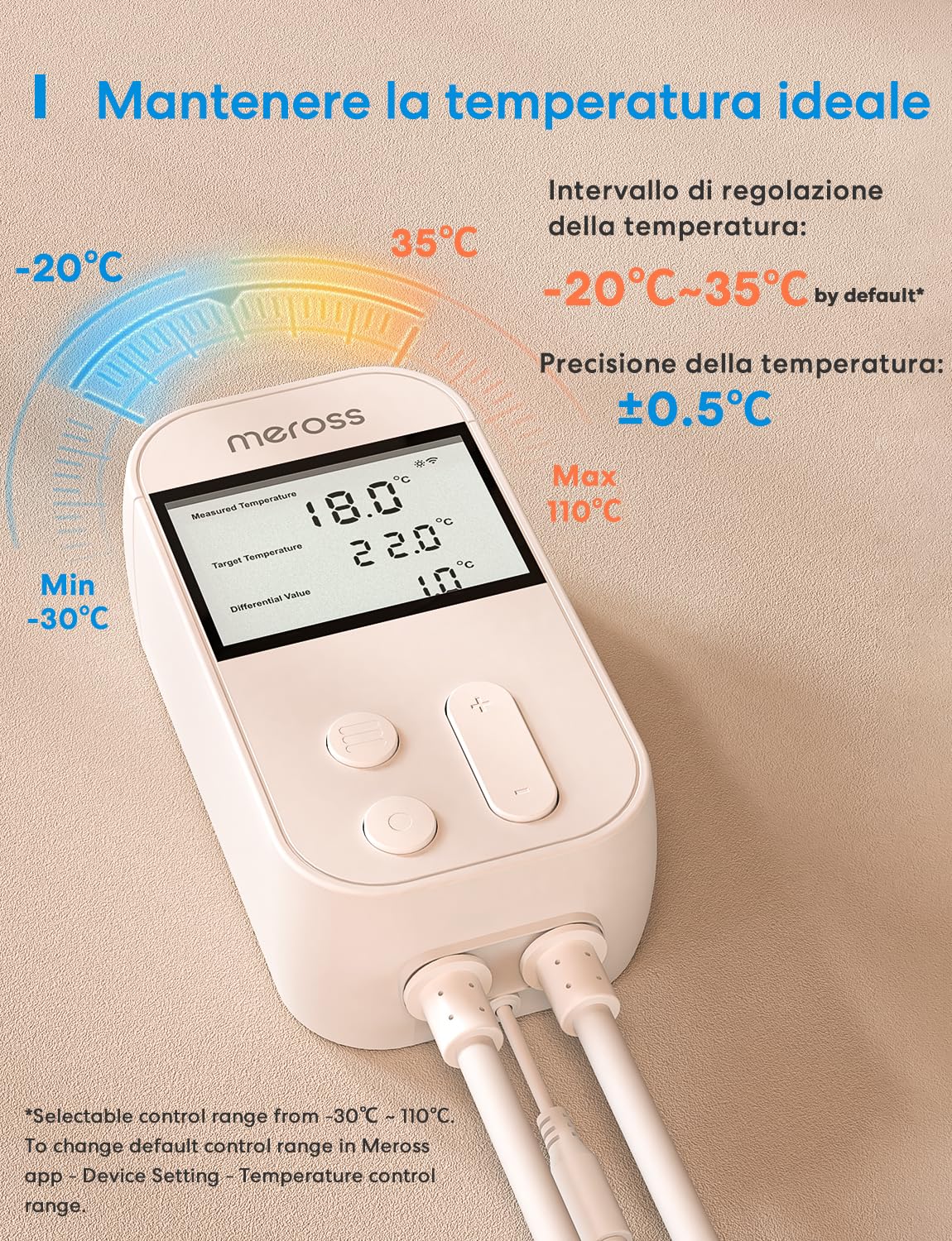 Meross Presa Smart Termostato Temperatura per Apple HomeKit 16A, Termoregolatore Intelligente WiFi Digitale per Alexa e Google Home, per Homebrew, Allevamento, Serra, Controllo di App e Vocale