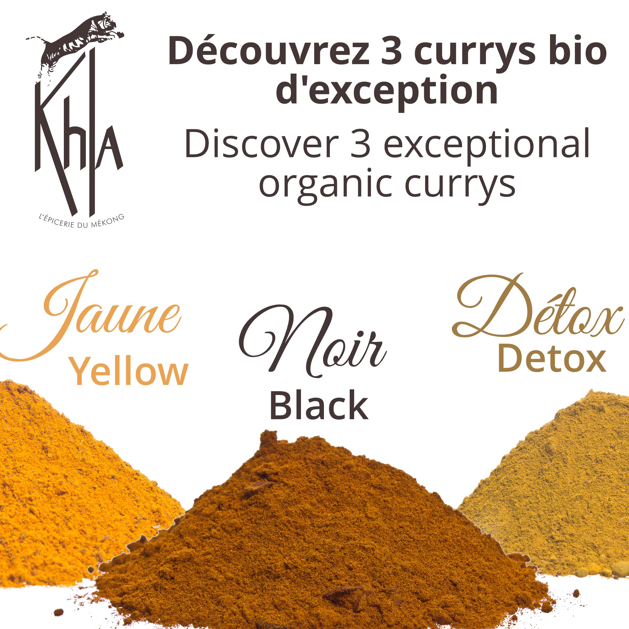 Trio de curry ecológico: curry verde, amarillo y negro - Cajas 3 x 100g