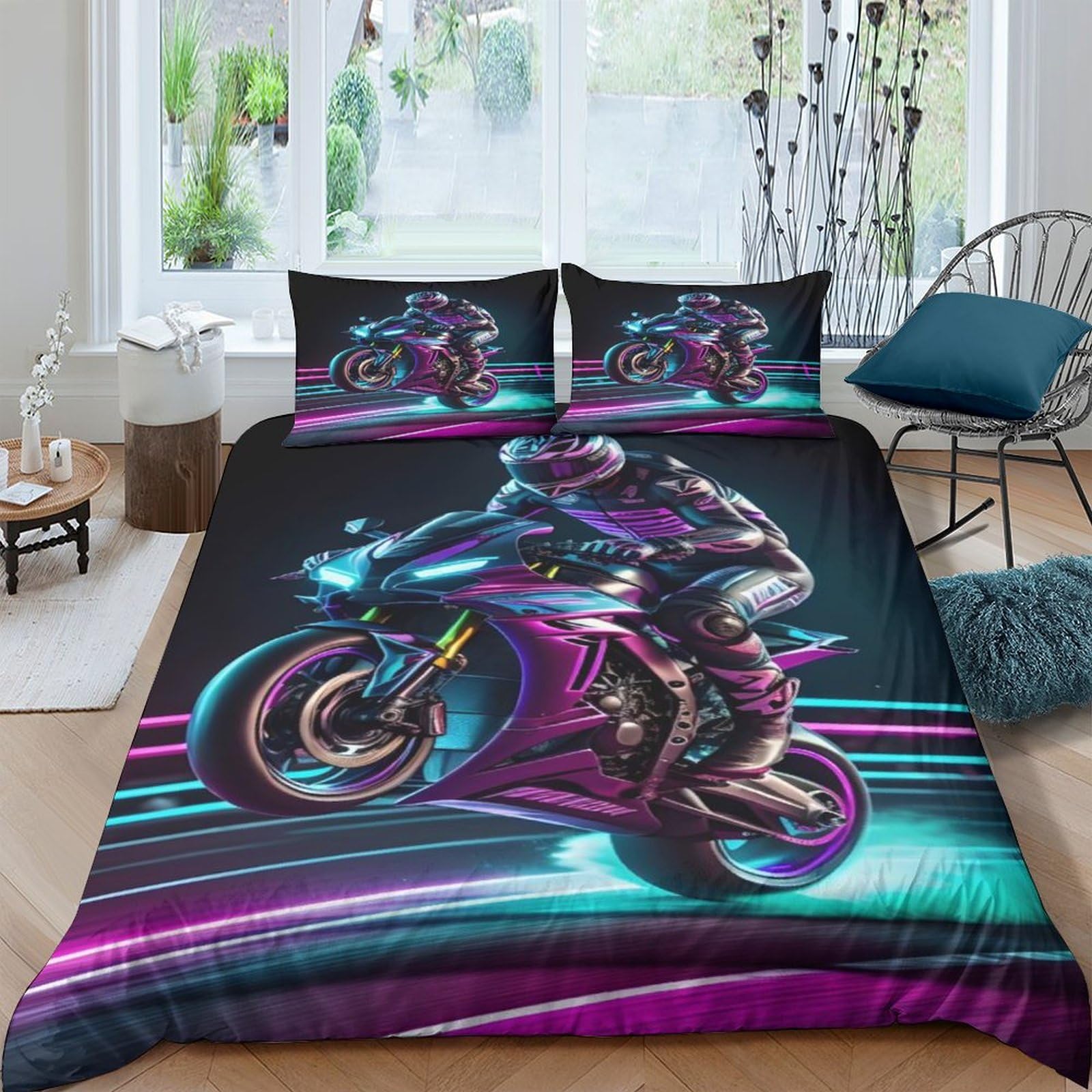 Housse de couette chatons aquarelle 220x240 cm avec taies en microfibre
