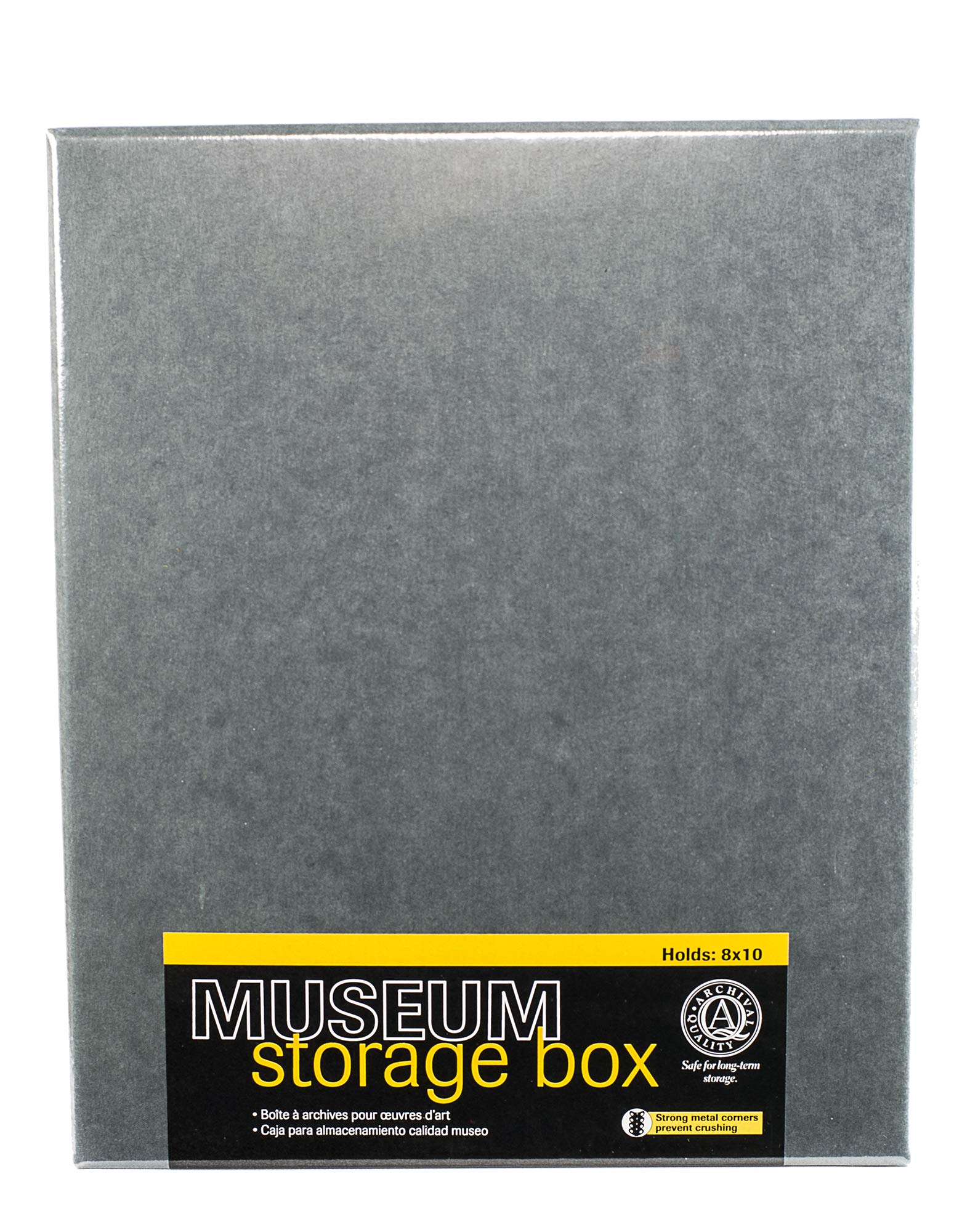 LinecoMuseum Archival Storage Box, 8.75x10.75x3 in. Drop Front Design. Acid-Free with Metal Edge. Organize Photos, Pictures, Prints, Documents, Crafts, DIY. Gray, 1 Pack