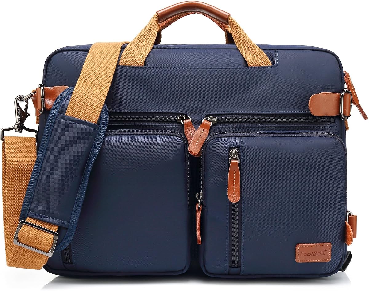 CoolBELL Mochila convertible Bolsa de mensajero Bolsa de hombro Funda para computadora portátil Bolso Maletín de negocios Mochila de viaje multifuncional para computadora portátil de 17,3 pulgadas para hombres/mujeres (Azul)