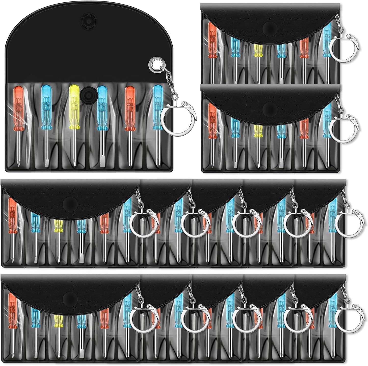 Frienda 12 Set Father's Day Mini Screwdriver Keychain Set Includes 6 Mini Screwdrivers in a