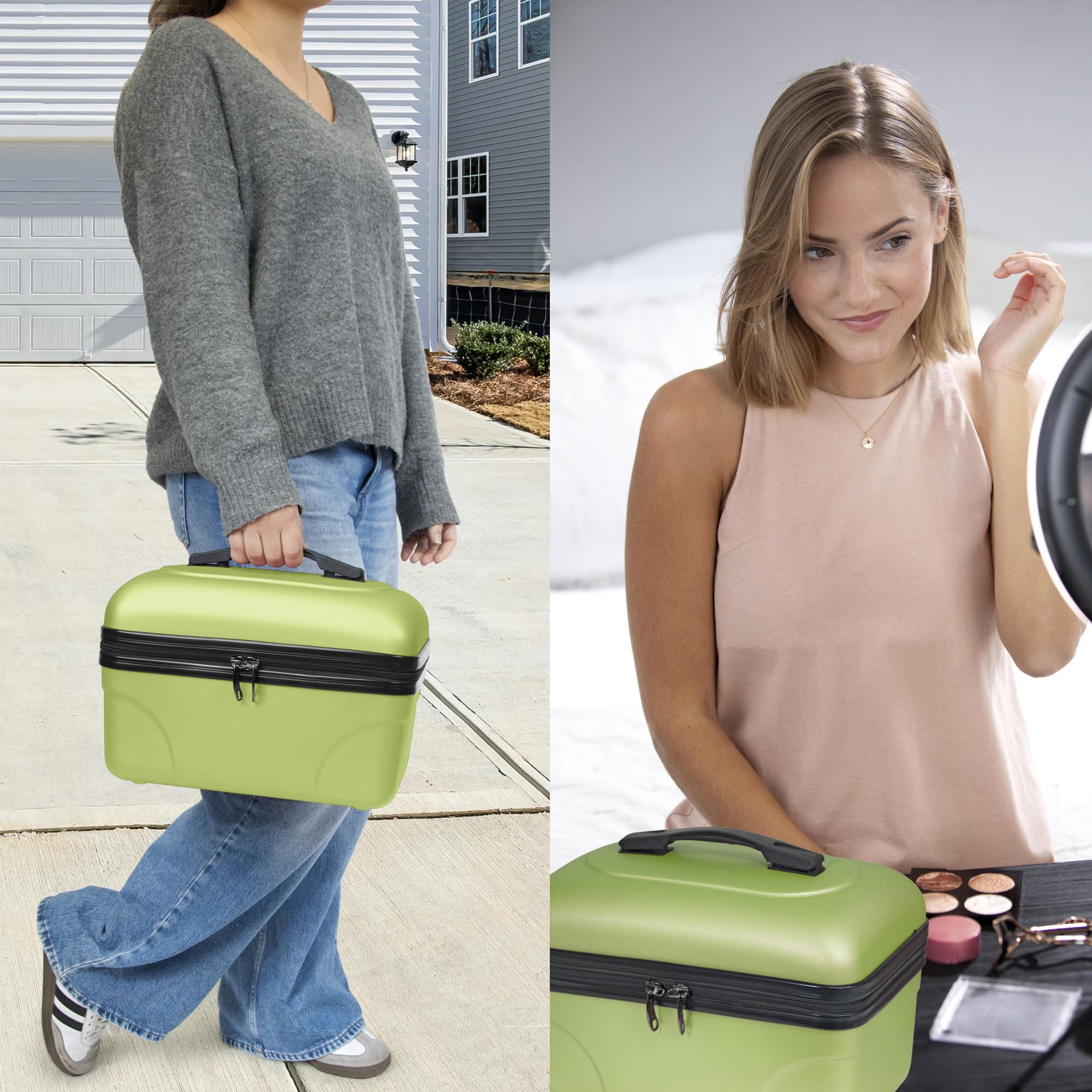 KINSTON Neceser de Viaje para Cosméticos, Rígido con Asa, Organizador de Viaje, Caja de Almacenamiento - Gran Capacidad