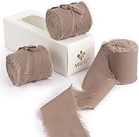 Vista 1 de MEEDEE Cinta de gasa taupe de 2 pulgadas, cintas deshilachadas con flecos, para manualidades, cintas de gasa de seda para envolver regalos