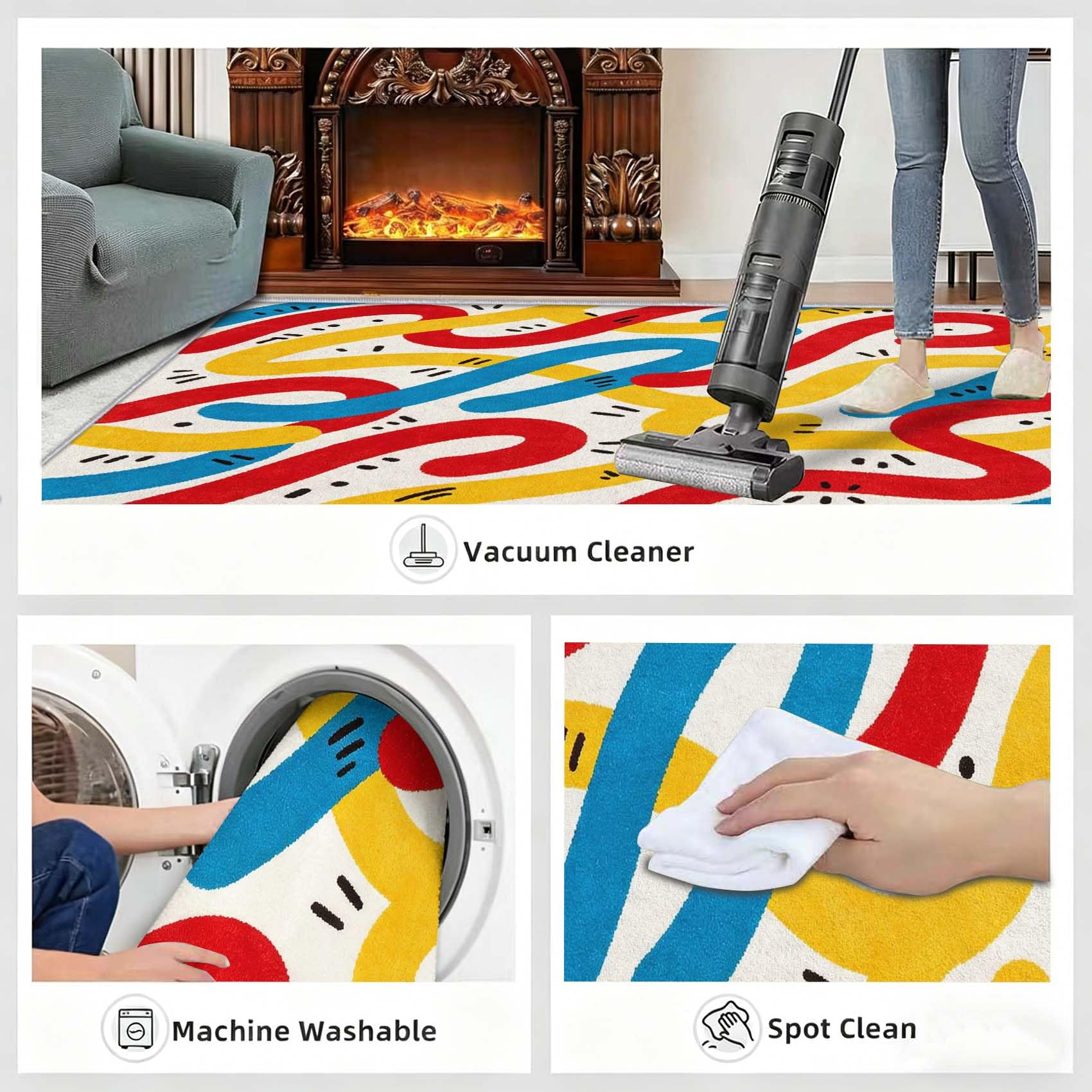 Tapis Salon 160x230cm Vagues Abstraites Impression HD 3D
