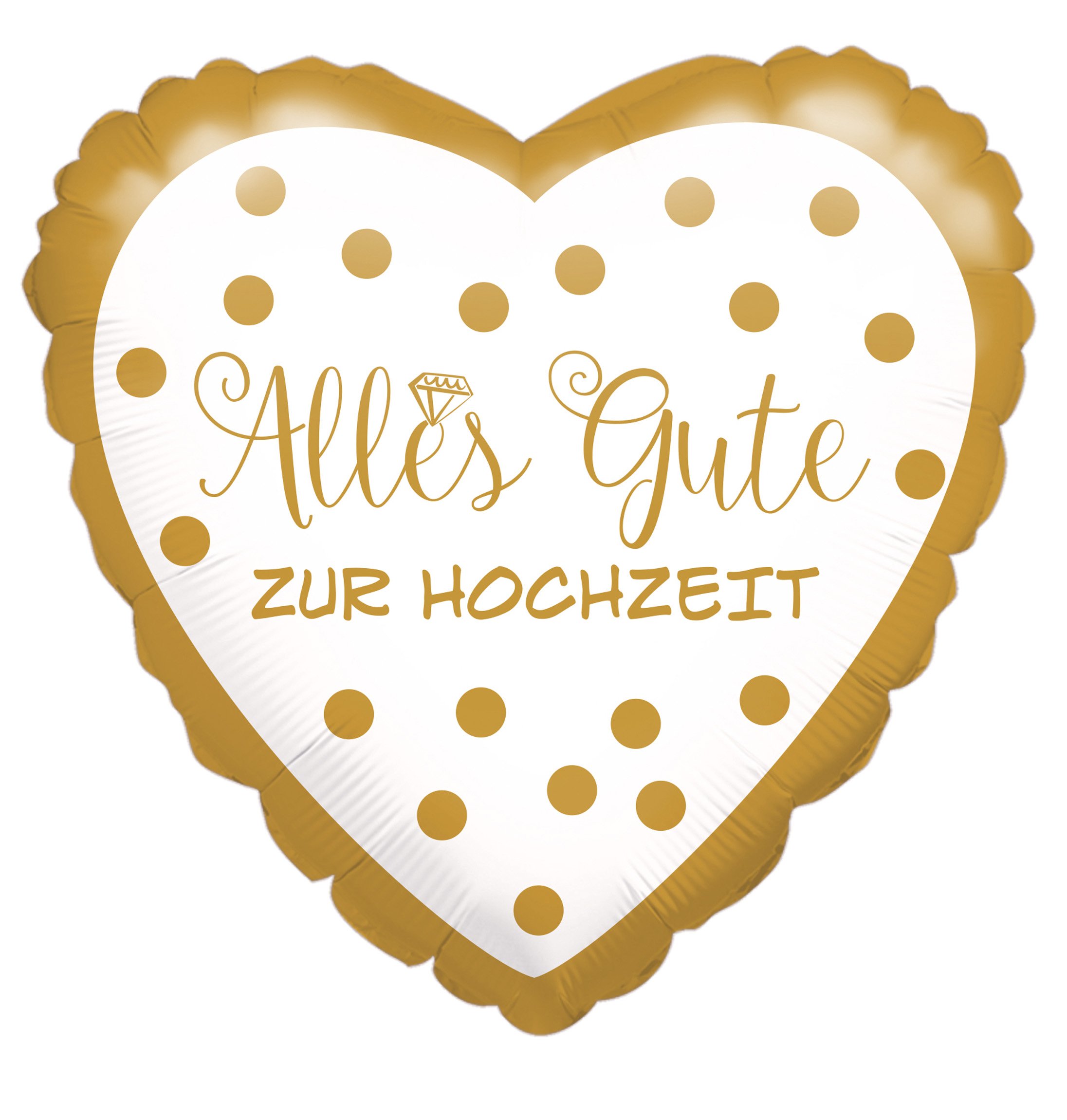 Amscan Foil Balloon - 'Alles Gute' Wedding Gift Balloon, 43cm, Gold Print, Fill With Helium Or Air