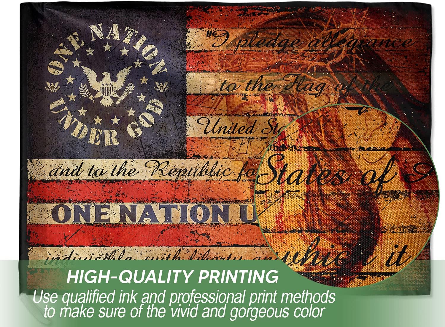 One Nation Under God Home Flag Betsy Ross Flag Religious Graphic Freedom Christian Cross American Flag Outdoor Decoration Double Sided House Flag 30" x 40" (2.5x3.3 ft)