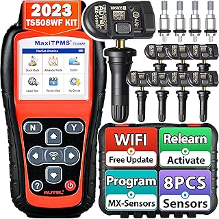 Autel MaxiTPMS TS508WF KIT [2023 Enhanced WiFi Ver. of TS508 KIT], Plus $300 8PCS 315MHz+433MHz MX-Sensor + 4PCS Metal Valves, WiFi TPMS Relearn/Program/Activate Scan Tool, Upgrade of TS508K TS601