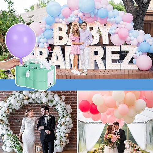 Miniatura 9 de AGPTEK Electric Air Balloon Pump, 110V 600W Rose Red Portable Dual Nozzle Inflator/Blower for Party Decoration C-Verde-3 en 1