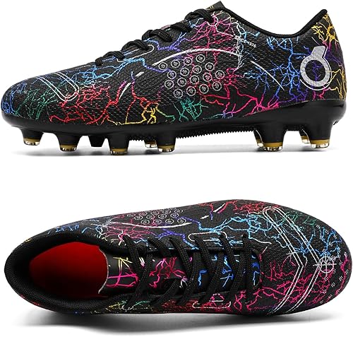 Miniatura 2 de Zapatos de fútbol para niños, zapatos de fútbol para suelo firme, tenis atléticos para niñas, para exteriores, césped y fútbol para niños pequeños y