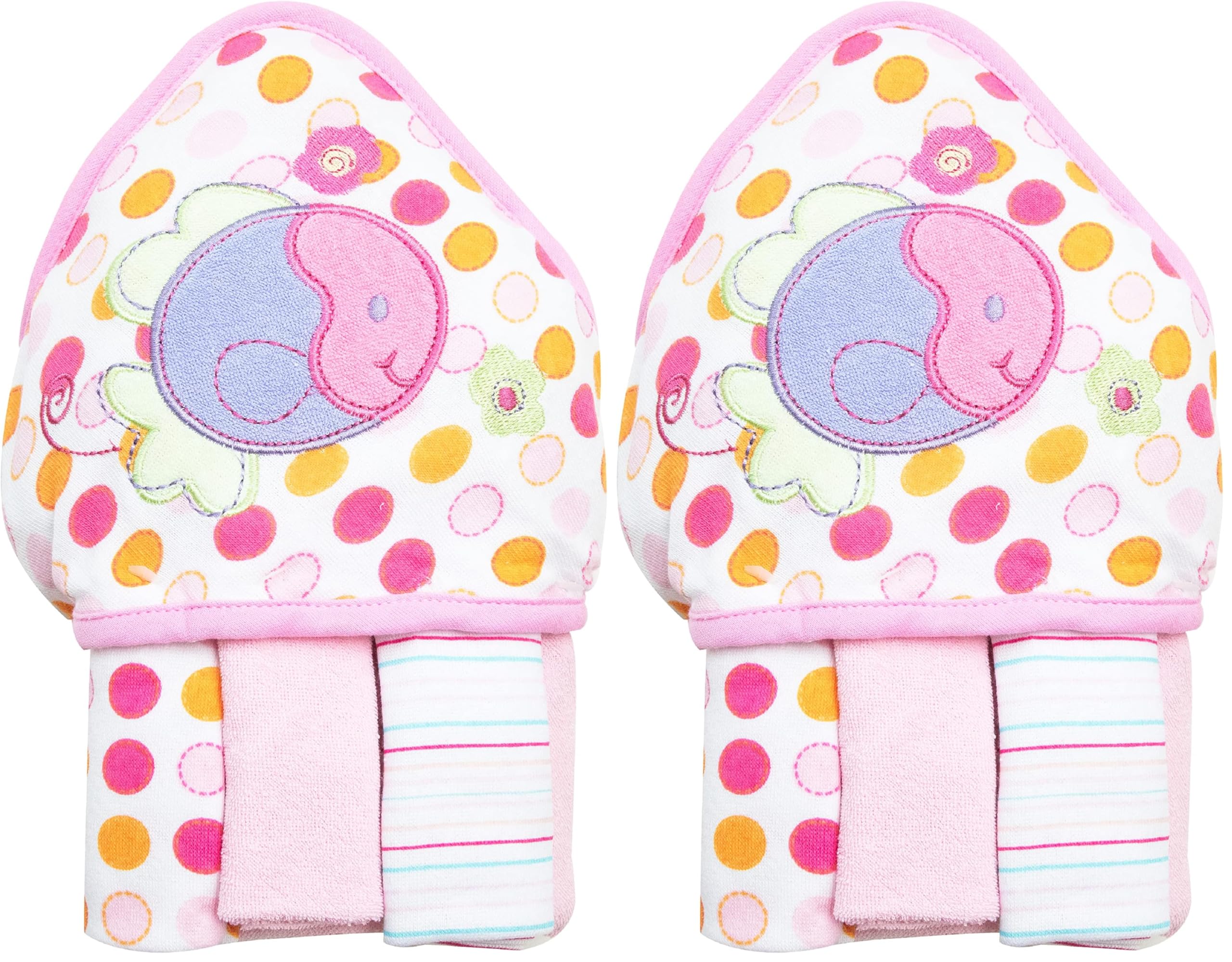 Spasilk Baby Bath Hooded Terry Towel with 3 Washcloths, Baby Bath Essentials, One Size, Pink Fish (Pack of 2)