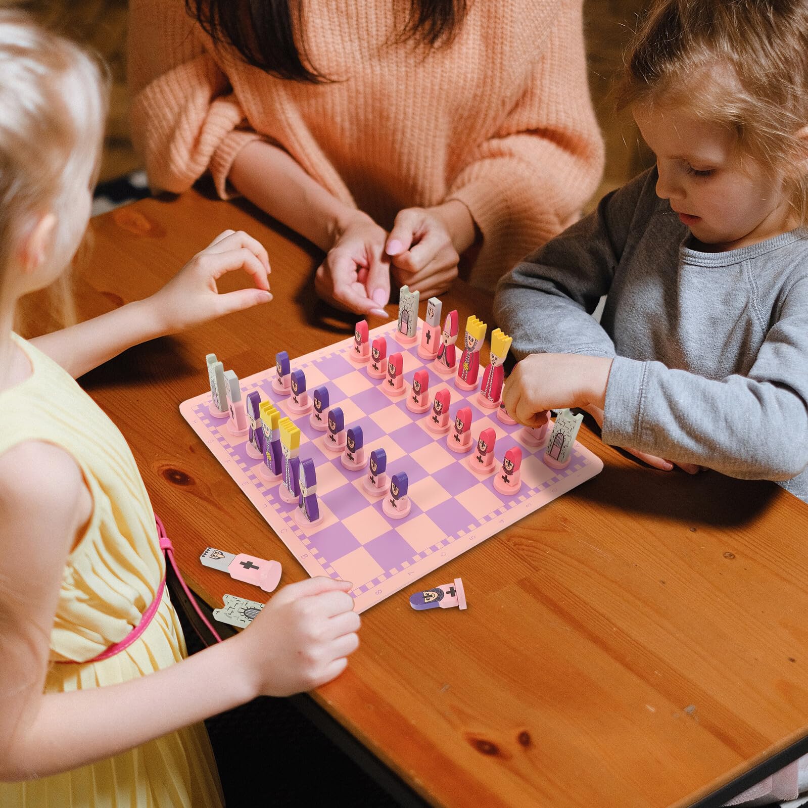 Set da Viaggio Scacchi in Legno Pieghevole Porpora | Giocattoli per Scacchi, Educativo per Bambini e Adulti, Finitura Accurata e Superficie Liscia
